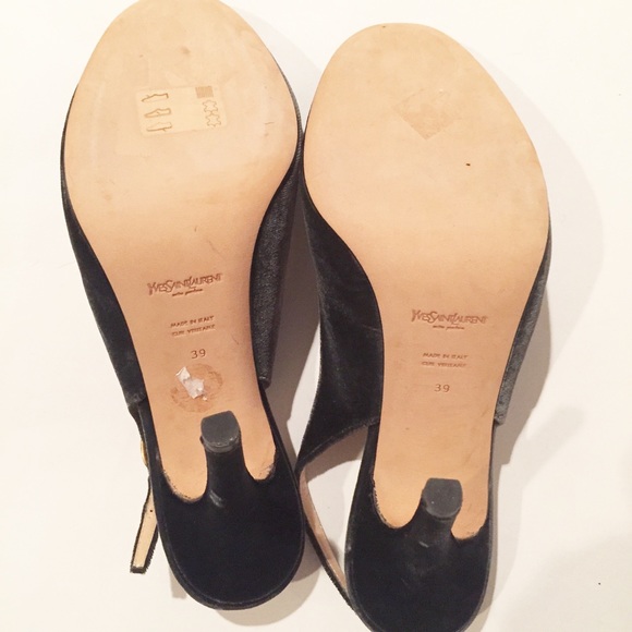 YSL Velvet Peep Toe Slingbacks Sz 39 - Picture 4 of 6
